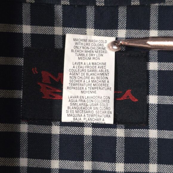 VTG MoBetta Canvas Long Sleeve Shirt Mens Large Blue Check Heavy Western Button - Picture 15 of 15